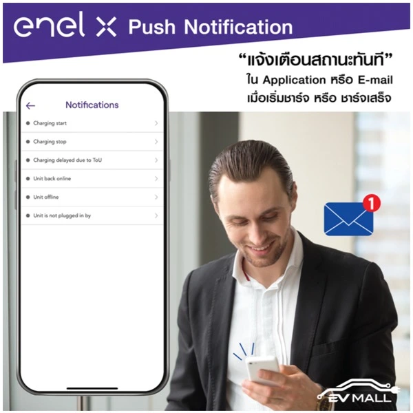 push notification - smart ev charger - enel x juicebox - evmall